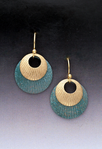 Click to view detail for MB-E445YG Earrings, Full Moon Yellow & Green $48